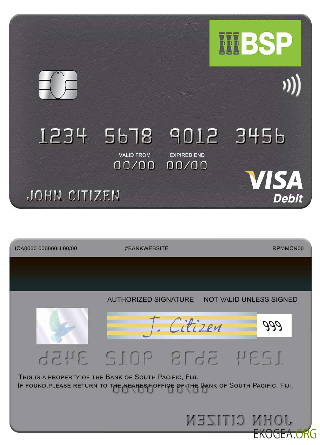 Carte de débit visa de la Fiji Bank of South Pacific